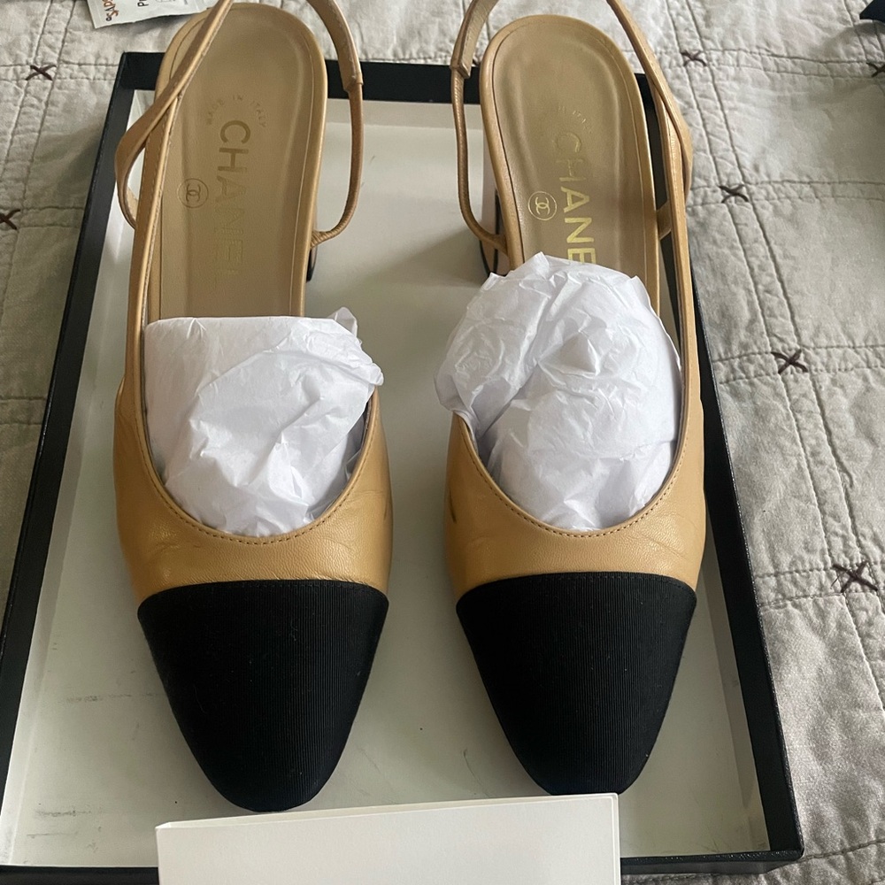 Chanel Leather Slingback Pumps